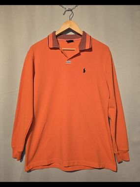Classic Vintage Ralph Lauren Orange/Blue Long-Sleeve Polo Shirt